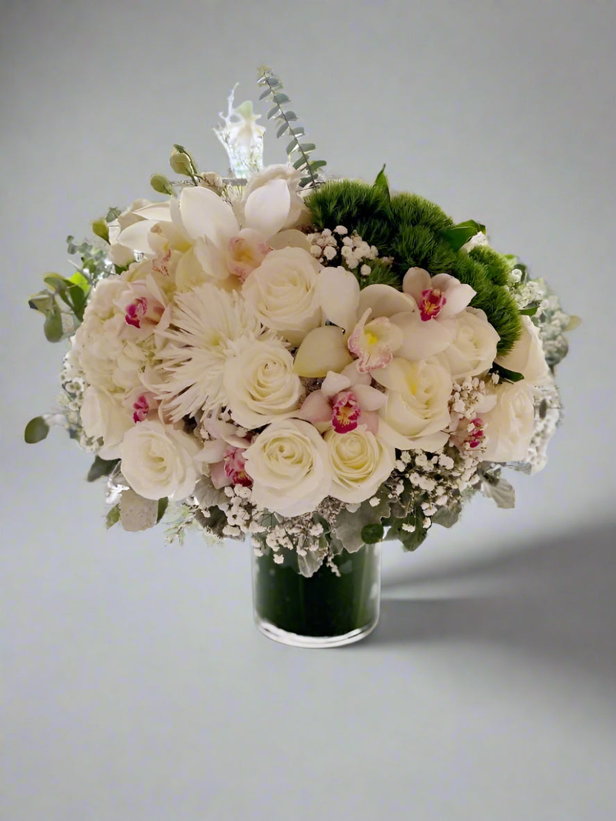 Elegant Mixed Flowers in Glass Vase By Flower Delivery Dubai for her