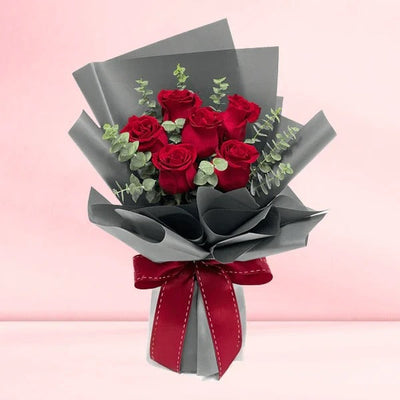 6 Red Roses Hand Bouquet — fresh flowers, same day delivery in Dubai