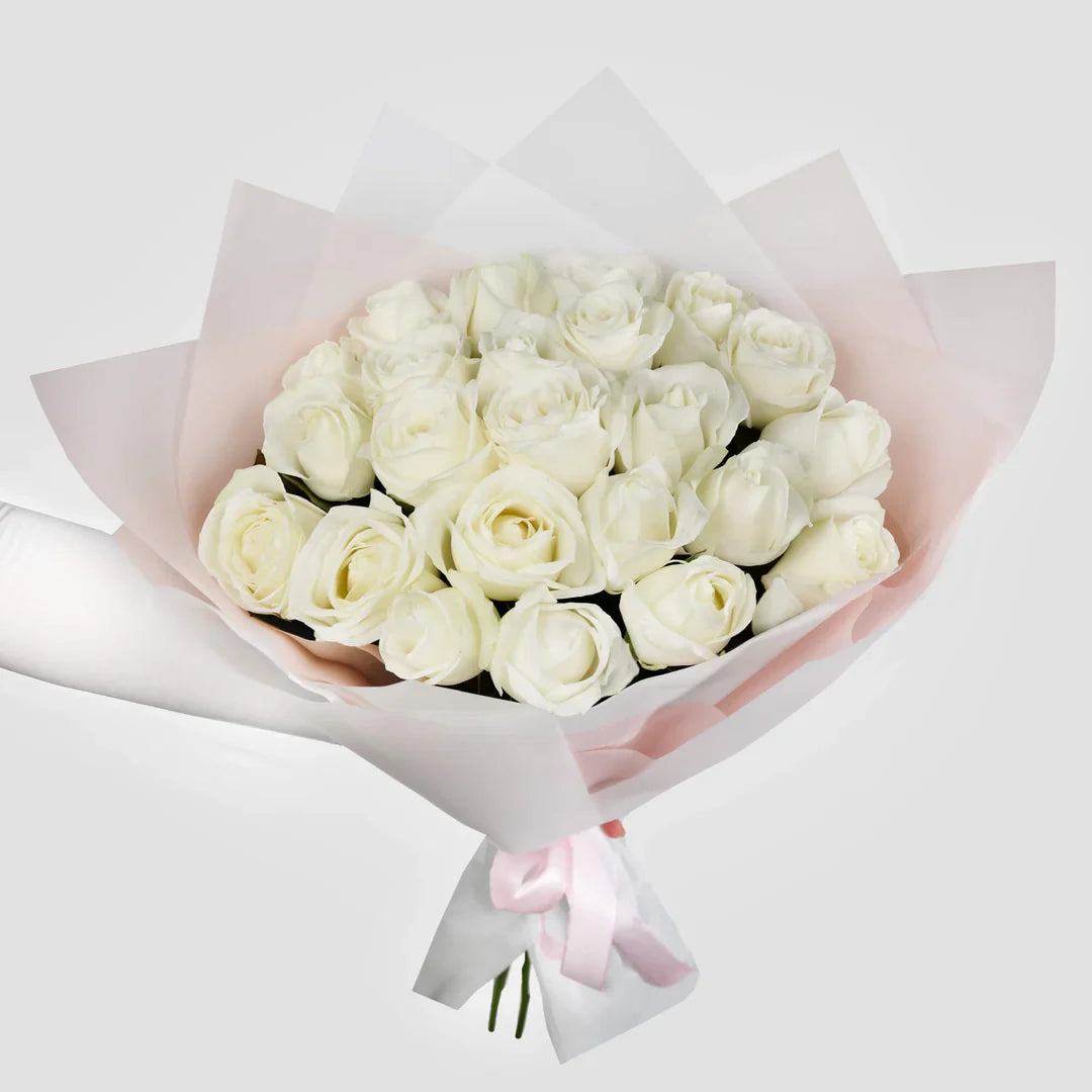 24 White Roses Bouquet By Flower Delivery Dubai for him
