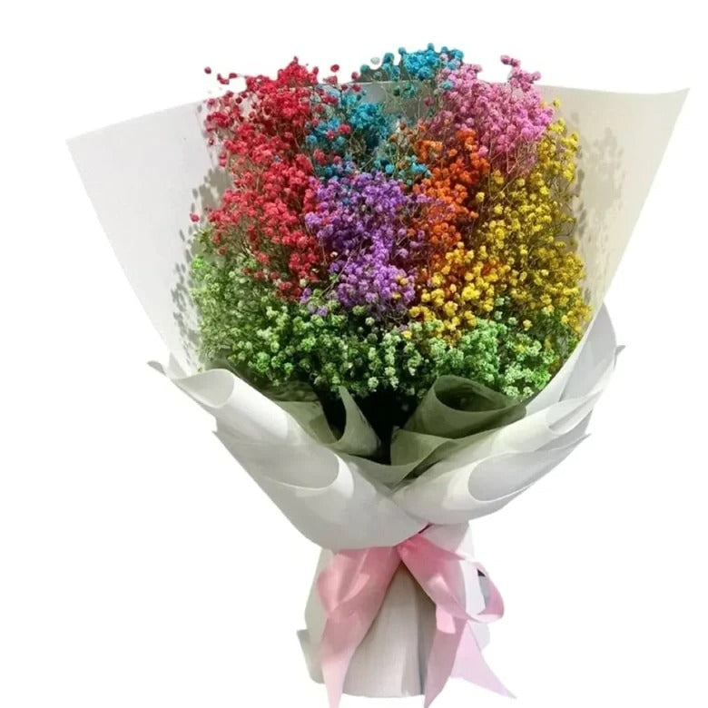 Rainbow Baby’s Breath Bouquet By Flower Delivery Dubai for Valentines Day