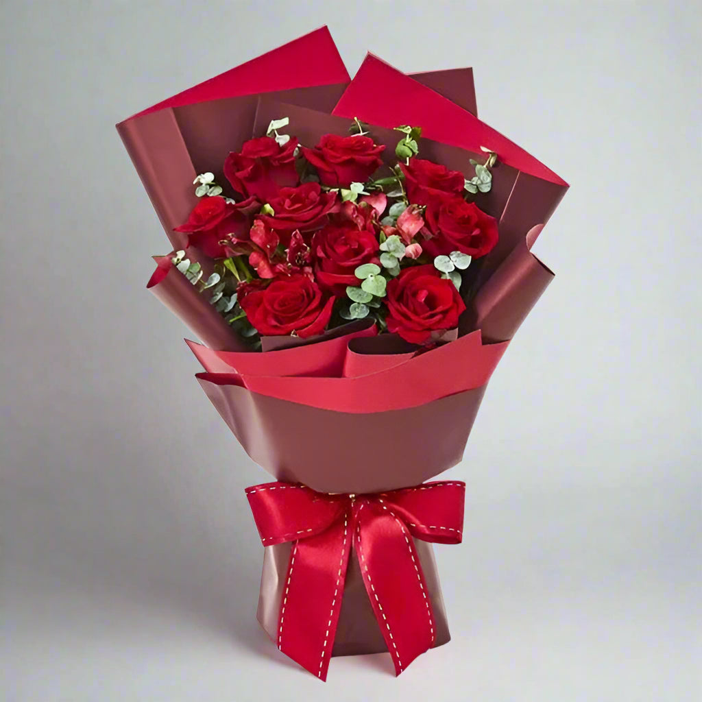 Roses with Alstroemeria & Eucalyptus — fresh flowers, same day delivery in Dubai