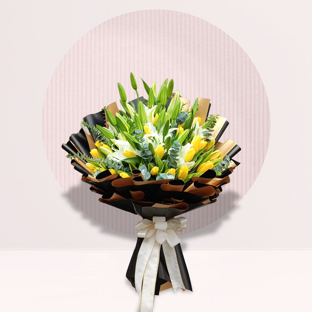 60 Tulips & 40 Lilies Bouquet By Flower Delivery Dubai for him