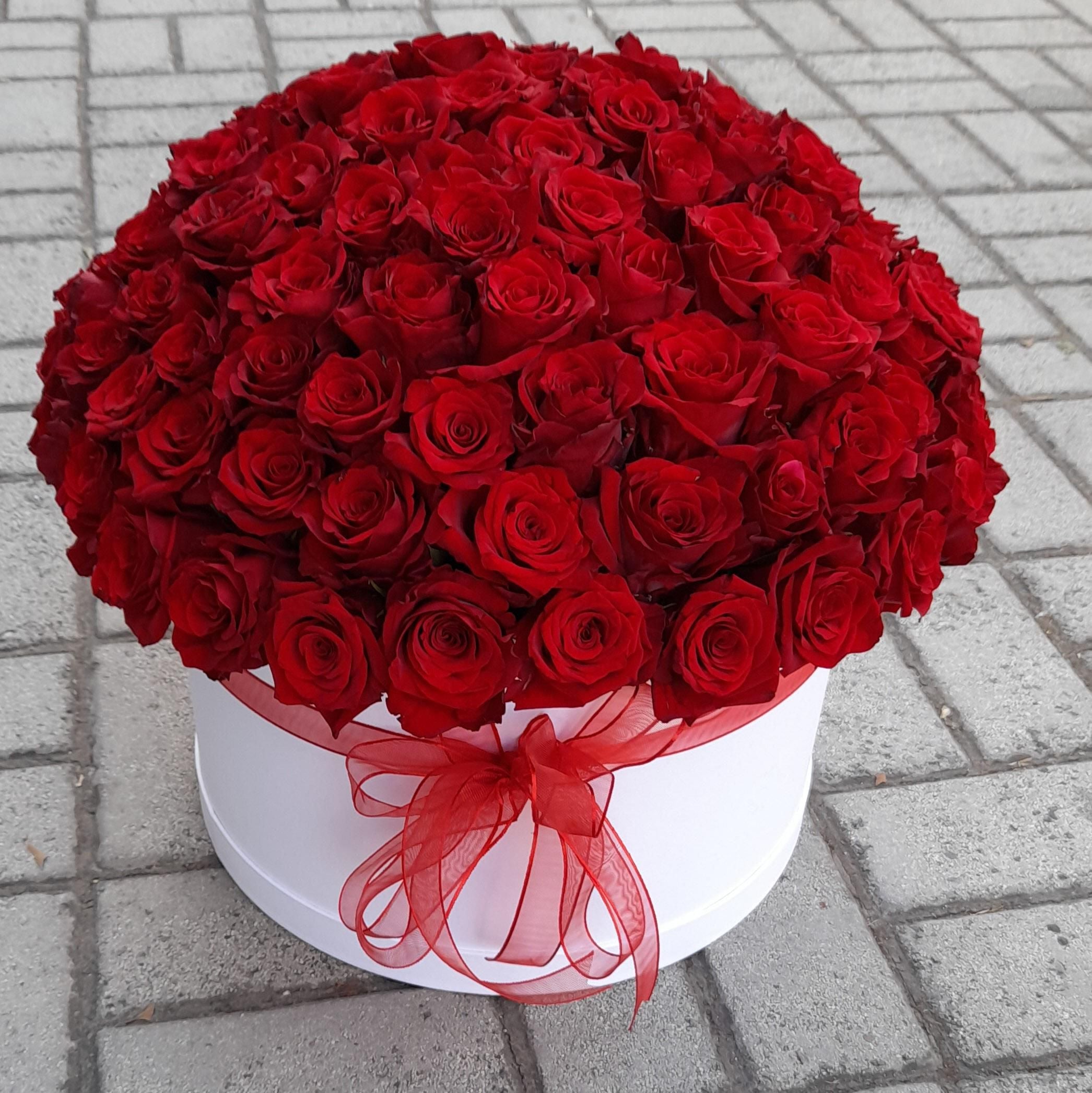 101 Red Roses Box Arrangement By Flower Delivery Dubai for illness