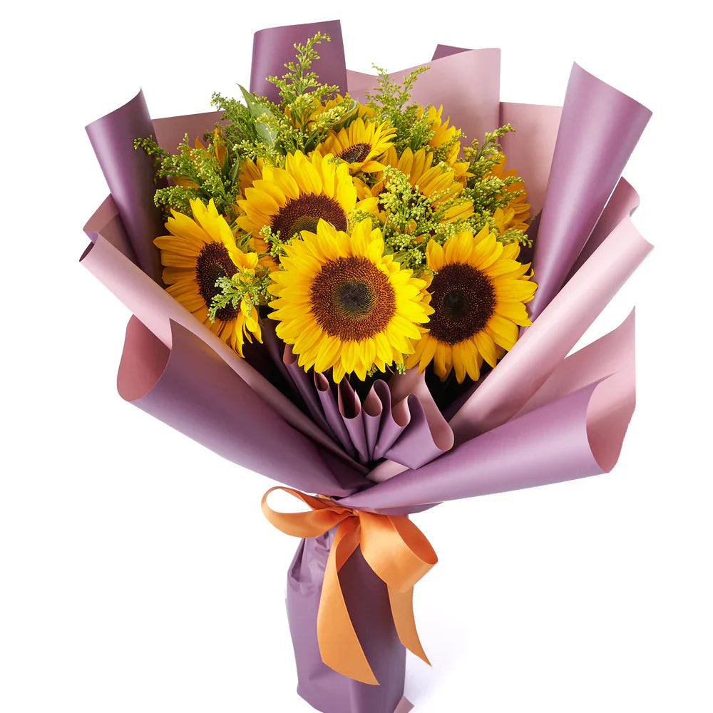 12 Sunflowers in Elegant Wrapping — fresh flowers, same day delivery in Dubai