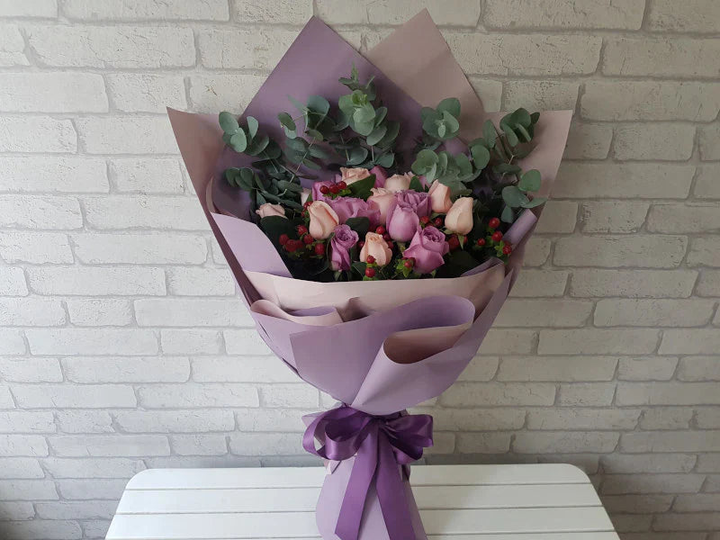 20 Roses, Berries & Eucalyptus By Flower Delivery Dubai for illness