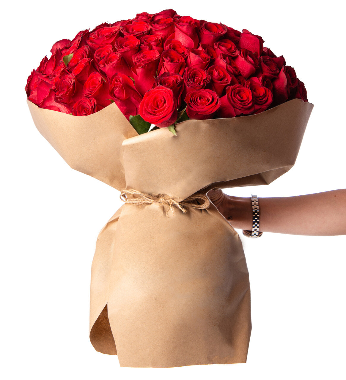 Two hundred red roses fully wrapped and ready for delivery