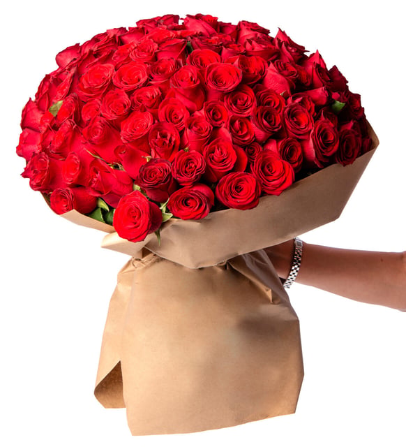 200 Red Roses in Craft Paper By Flower Delivery Dubai for illness