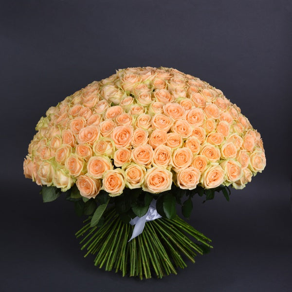 201 Peach Roses Bouquet By Flower Delivery Dubai for Wedding
