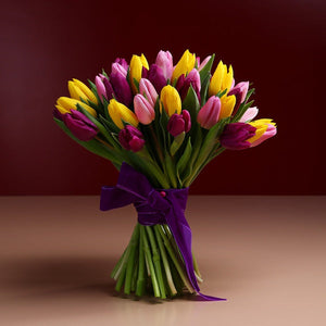 51 Bright Tulips Bouquet By Flower Delivery Dubai for Wedding