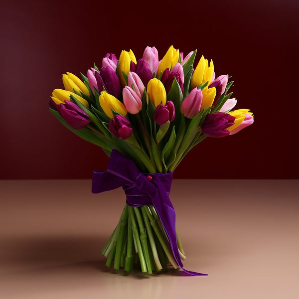 51 Bright Tulips Bouquet By Flower Delivery Dubai for Wedding