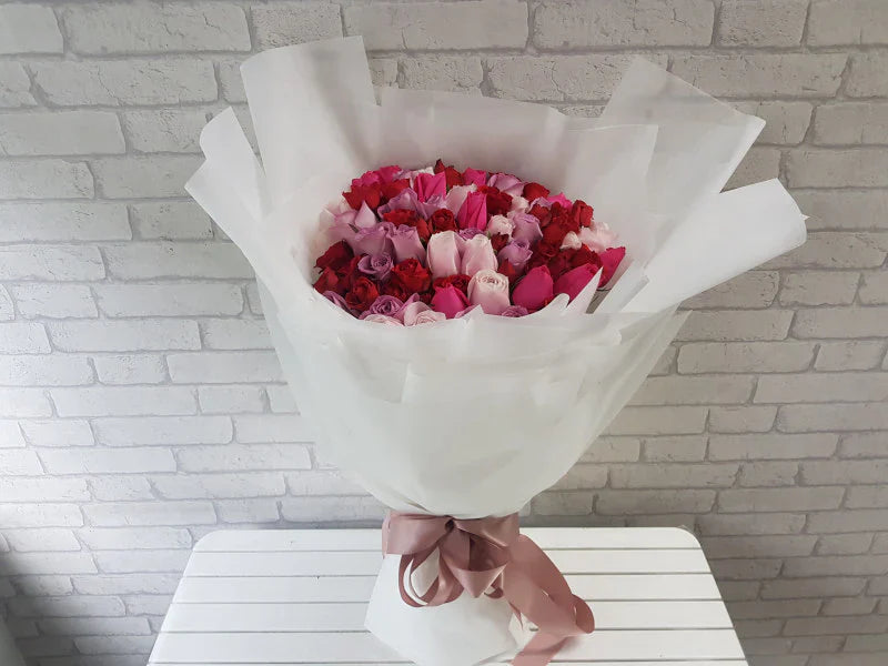 99 Roses Mixed Bouquet By Flower Delivery Dubai for Valentines Day