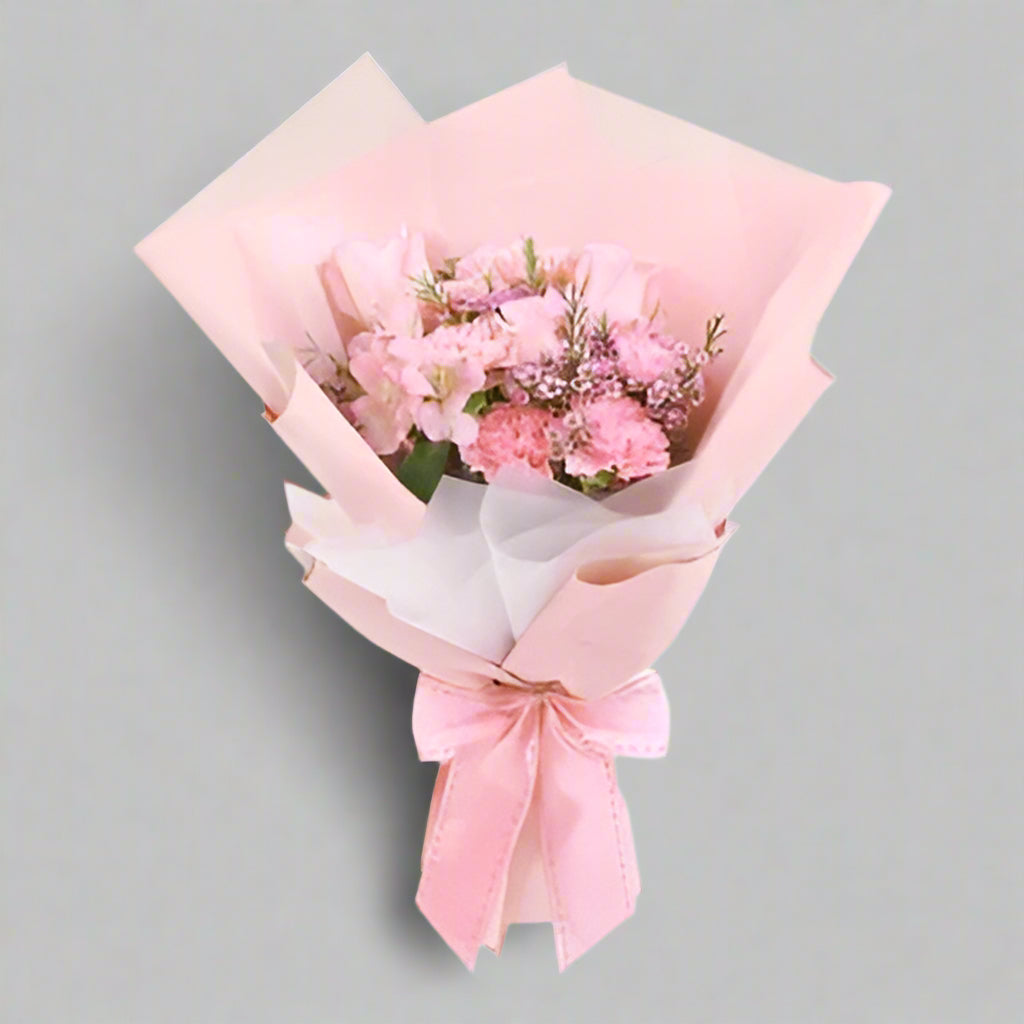 Carnations, Roses & Wax Flowers Bouquet — fresh flowers, same day delivery in Dubai