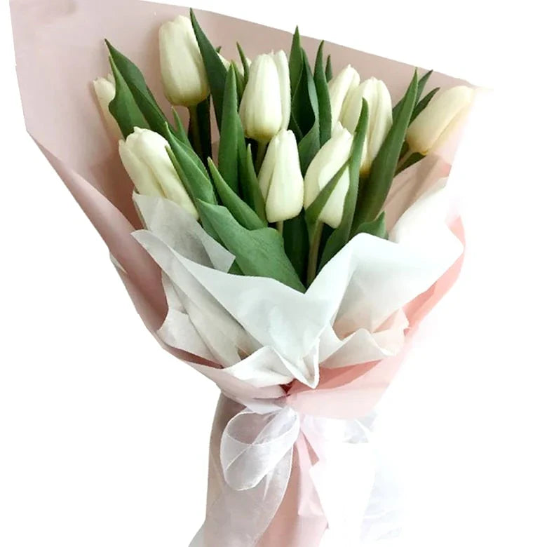 Elegant 9 White Tulips Bouquet — fresh flowers, same day delivery in Dubai