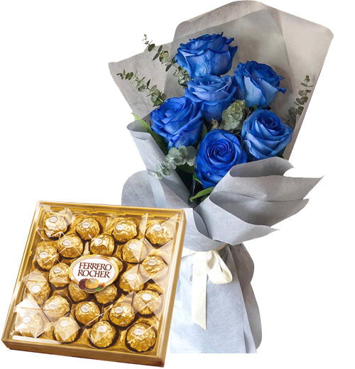 Ferrero Blue Roses By Flower Delivery Dubai for him