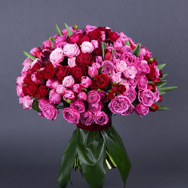 Pink & Crimson Flowers Bouquet By Flower Delivery Dubai for him