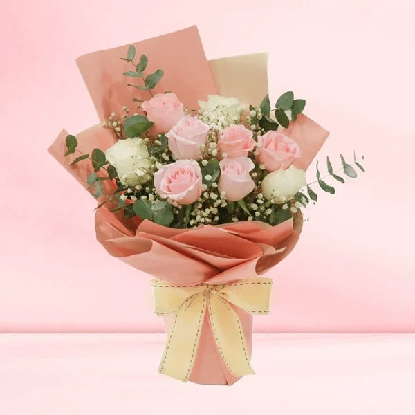 Roses, Baby’s Breath & Eucalyptus — fresh flowers, same day delivery in Dubai