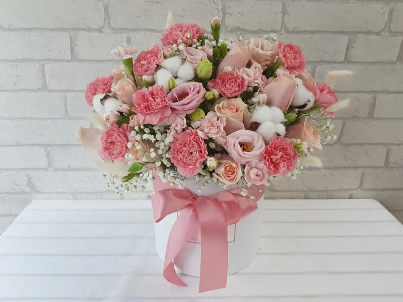 Roses, Carnations & Baby’s Breath Bouquet By Flower Delivery Dubai for Birthday