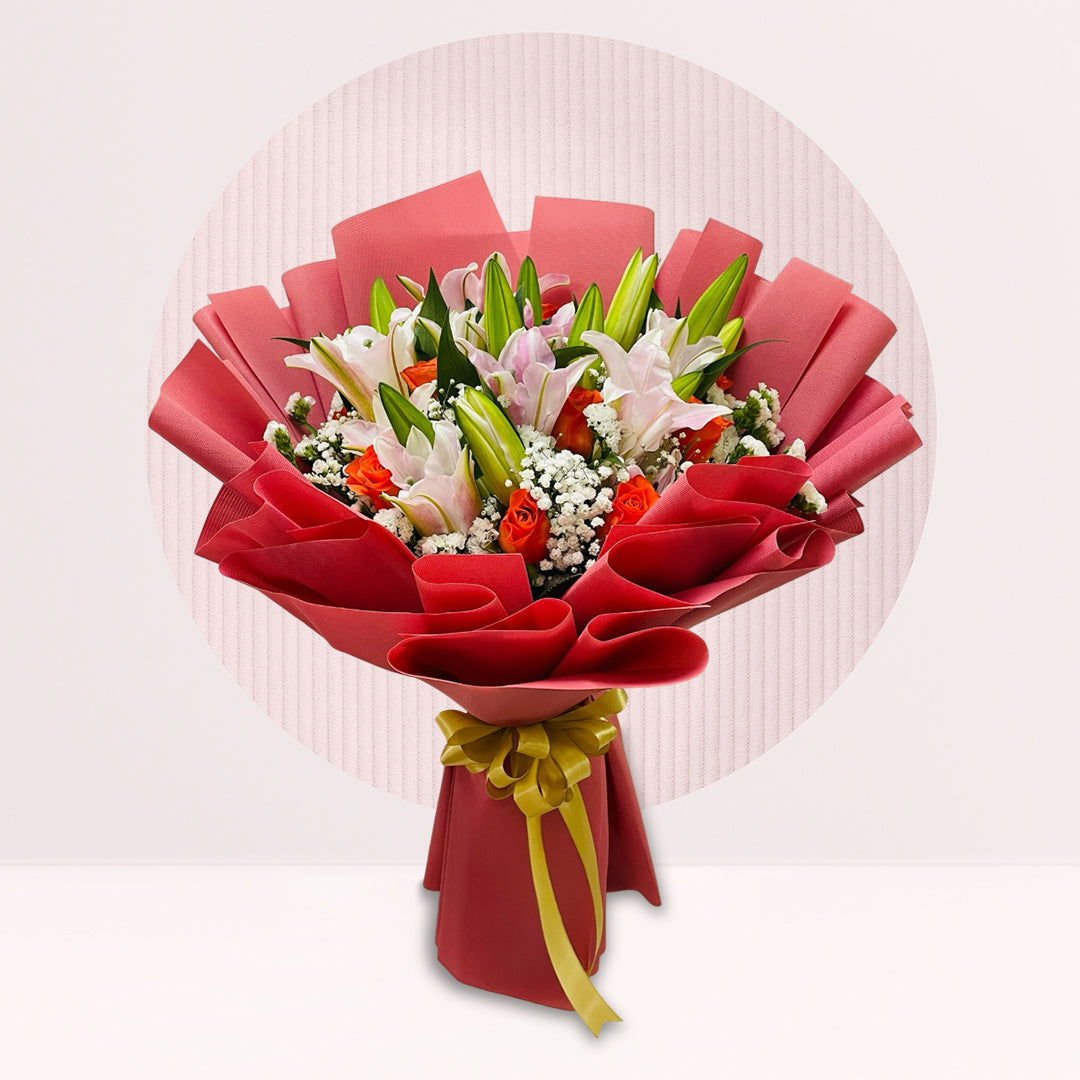 Roses, Lilies & Seasonal Greens — fresh flowers, same day delivery in Dubai
