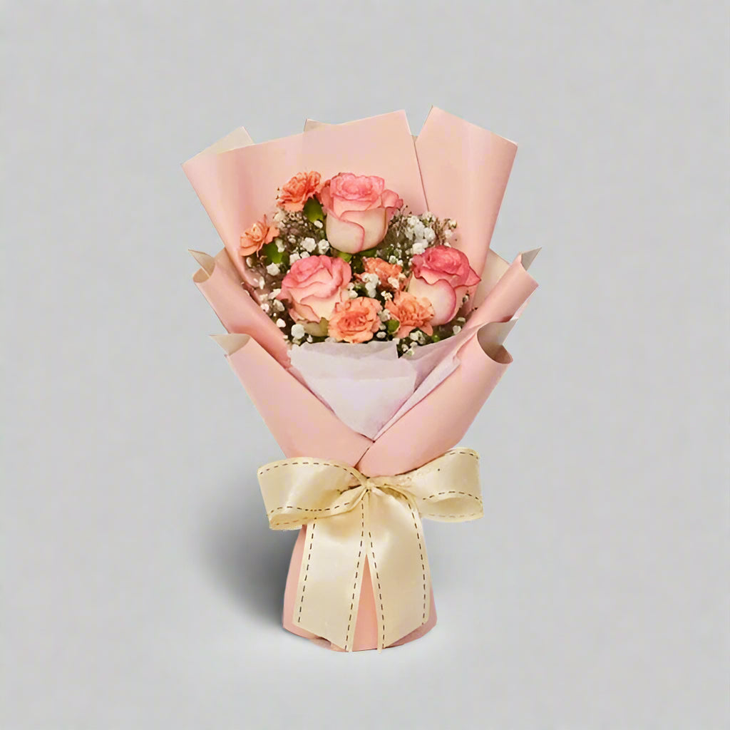 Roses, Orange Carnations & Baby’s Breath — fresh flowers, same day delivery in Dubai