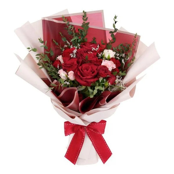 Roses, Rose Sprays & Eucalyptus Bouquet — fresh flowers, same day delivery in Dubai