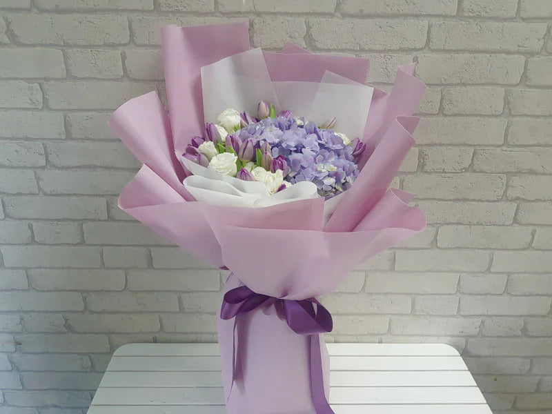 Tulips with Hydrangea & Eustomas By Flower Delivery Dubai for Birthday